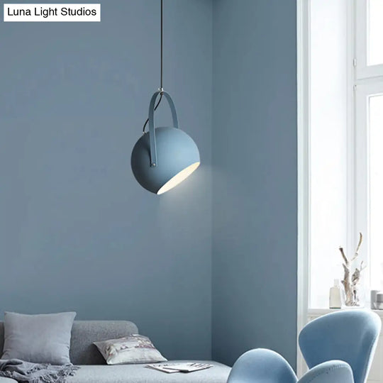 Dome Pendant Spotlight Restaurant Hanging Light Fixture - Macaron Metal With Arched Handle
