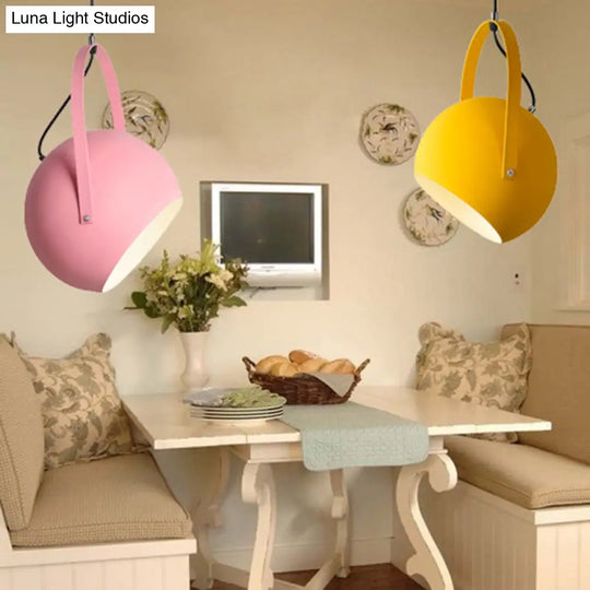 Dome Pendant Spotlight Restaurant Hanging Light Fixture - Macaron Metal With Arched Handle