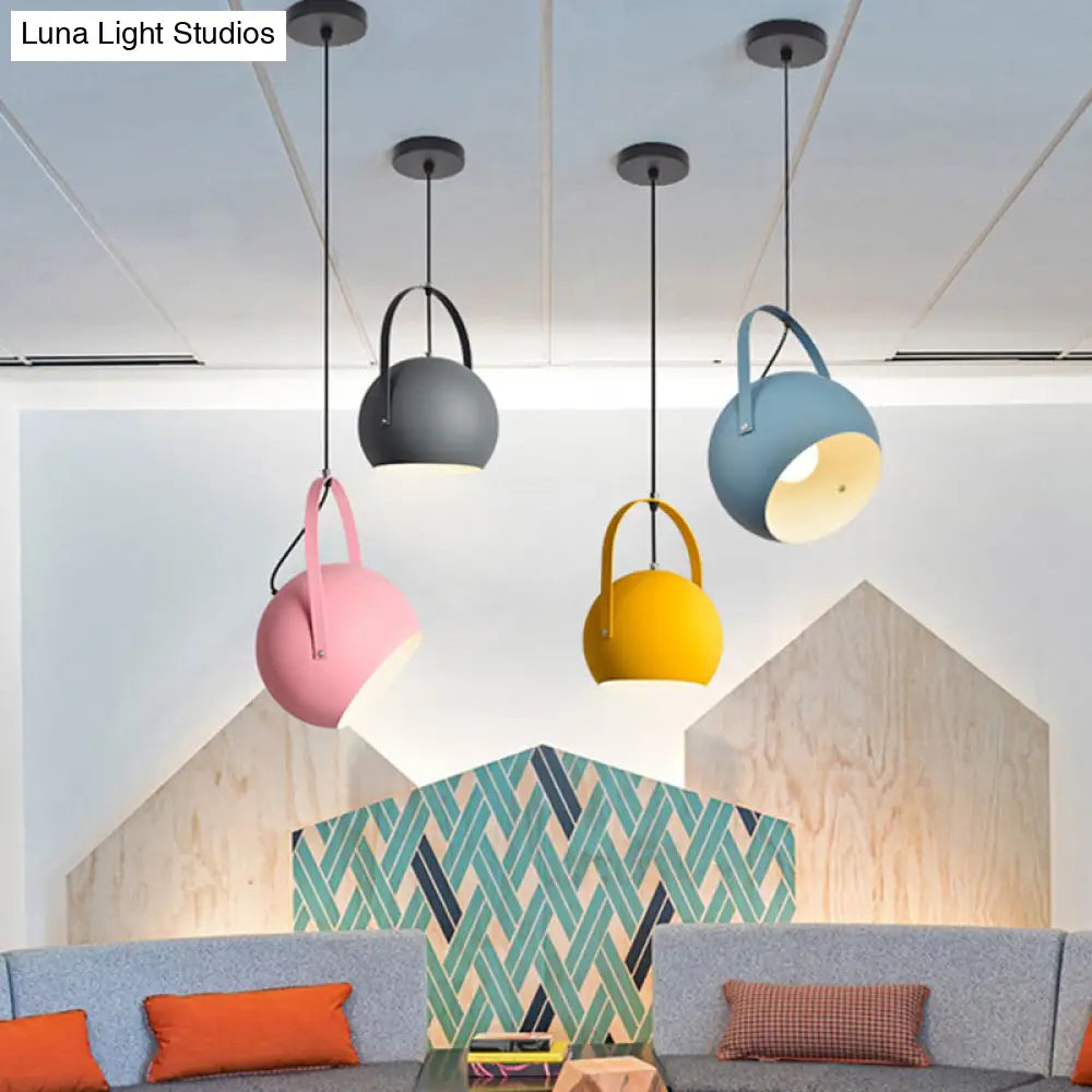 Dome Pendant Restaurant Spotlight With Arched Handle - Metal Hanging Light Fixture