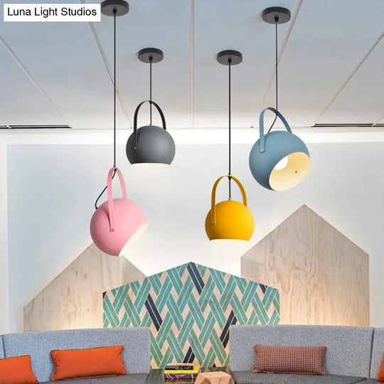 Dome Pendant Restaurant Spotlight With Arched Handle - Metal Hanging Light Fixture