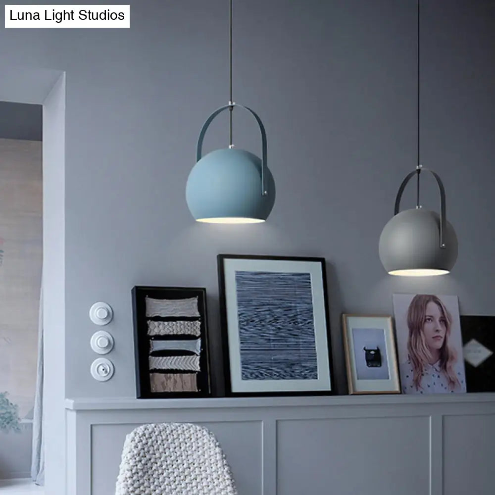 Dome Pendant Restaurant Spotlight With Arched Handle - Metal Hanging Light Fixture