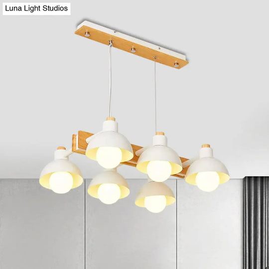 Dome Shade Linear Chandelier - Nordic Metal Island Lighting (4/6 Lights) White 6 /
