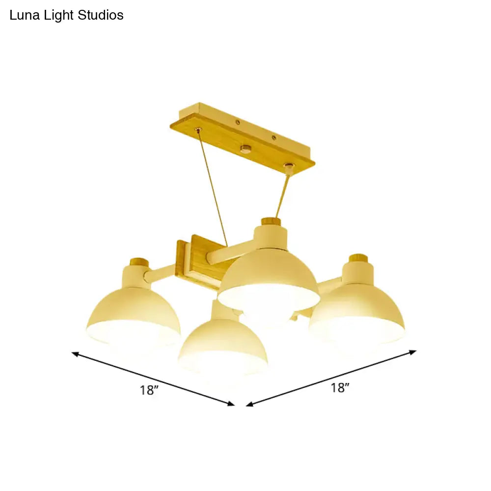 Dome Shade Linear Chandelier - Nordic Metal Island Lighting (4/6 Lights) White