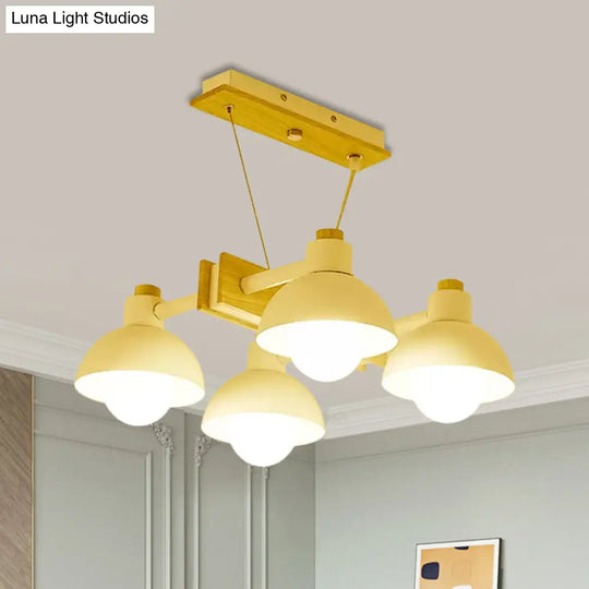 Dome Shade Linear Chandelier - Nordic Metal Island Lighting (4/6 Lights) White