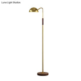 Brass Metal Floor Stand Lamp With Dome Shade - Single Light Postmodern Living Room Lighting