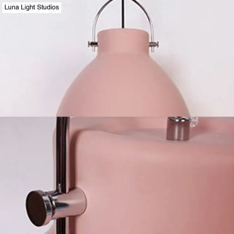 Dome Suspended Macaron Style Pendant Light - 10’/14’ Metallic Fixture With Handle In Black/Blue