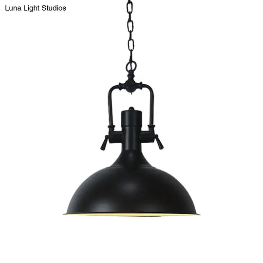 Domed Metallic Ceiling Pendant - 11’/14.5’ Width Industrial 1 Head Black