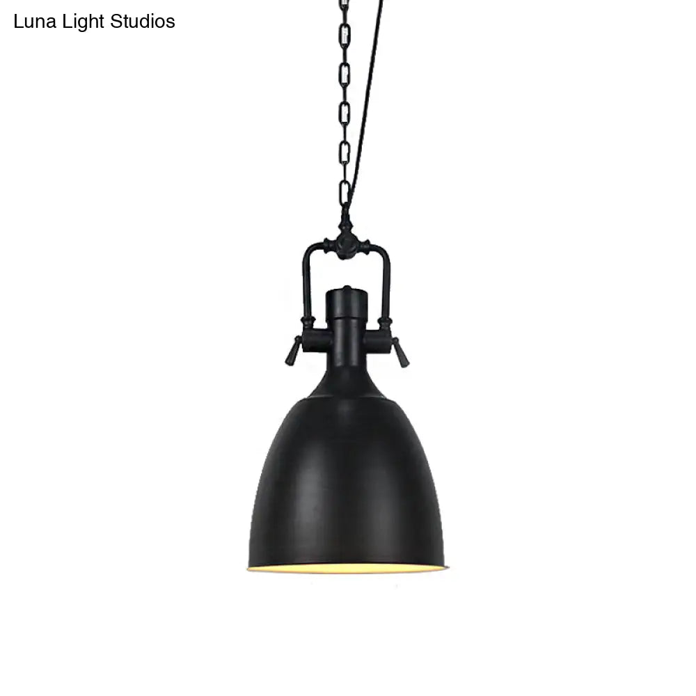 Domed Metallic Ceiling Pendant - 11’/14.5’ Width Industrial 1 Head Black