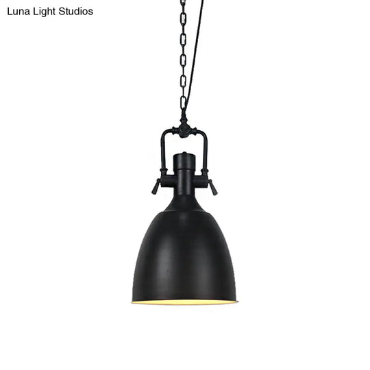 Domed Metallic Ceiling Pendant - 11’/14.5’ Width Industrial 1 Head Black