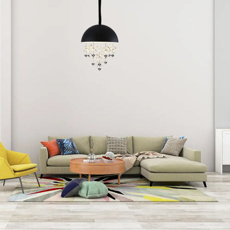 Domed Pendant Light With Crystal Flower Deco - Modern Metal Hanging Ceiling (6/10 Lights) In