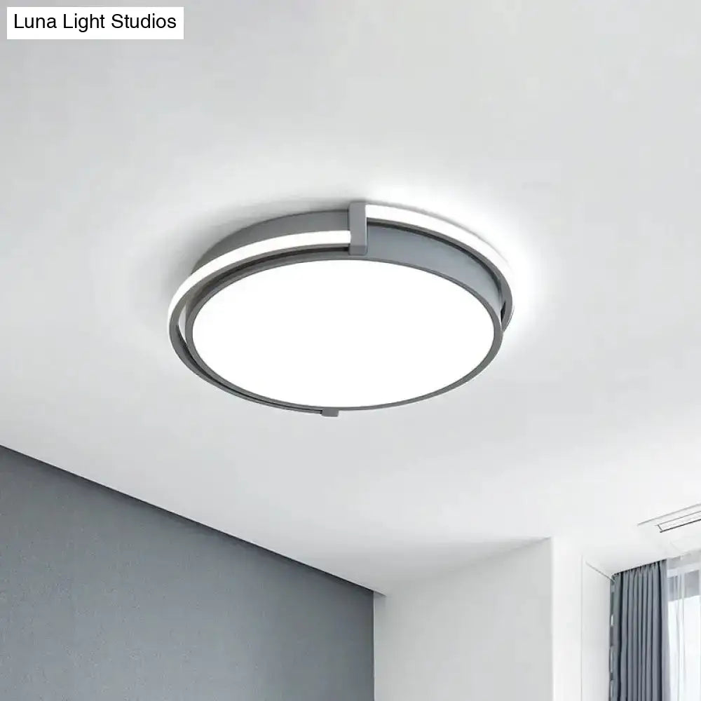 Dorm Room Led Flushmount Ceiling Light With Minimalist Design And Acrylic Shade (Grey/White) -