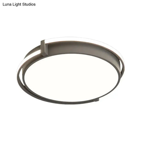 Dorm Room Led Flushmount Ceiling Light With Minimalist Design And Acrylic Shade (Grey/White) -