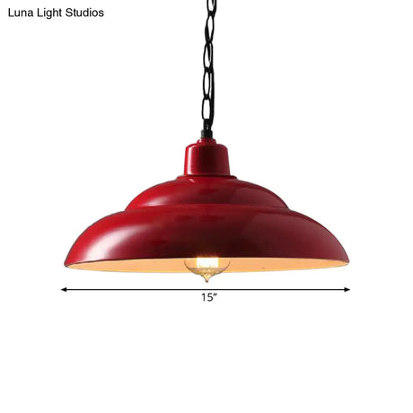 Double Bubble Hanging Lamp - Vintage Style Metallic Suspension Light In Red/White For Coffee Shop