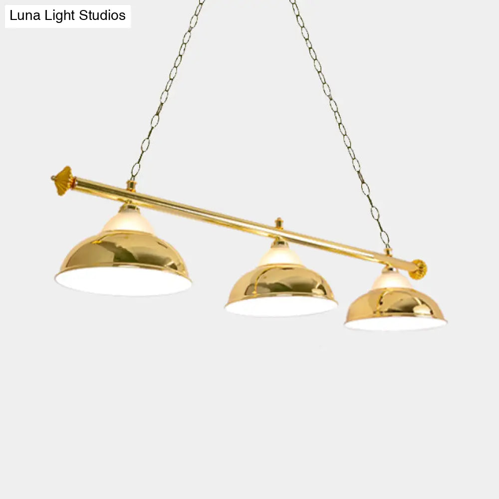 Double Bubble Hanging Light With 3 Heads - Loft Style Pendant Lighting For Pool Table In Chrome/Gold