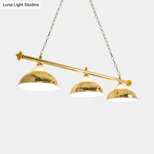 Double Bubble Hanging Light With 3 Heads - Loft Style Pendant Lighting For Pool Table In Chrome/Gold