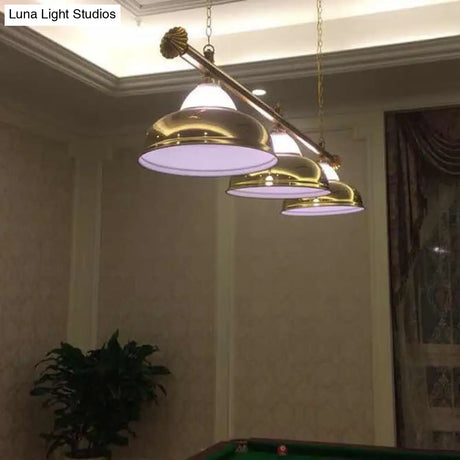 Double Bubble Hanging Light With 3 Heads - Loft Style Pendant Lighting For Pool Table In Chrome/Gold