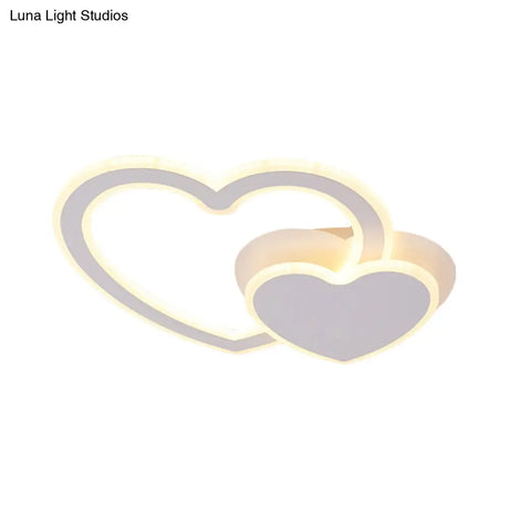 Double Loving-Heart Kids Led Flush Ceiling Light - Vibrant Undertint Ideal For Kid’s Bedroom