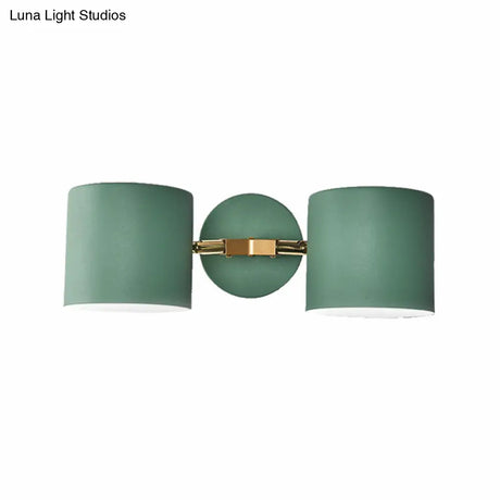 Double Shade Gray/Green Nordic Wall Sconce With Metallic Finish - Perfect Living Room Lighting