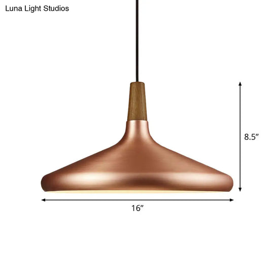 Flared Aluminum Pendant Light - Industrial Style Rose Gold Finish 1 Head 7 10.5 16 Width Ideal For
