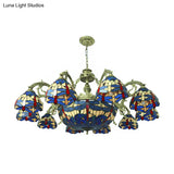 Dragonfly Chandelier With 11 Lights And Stained Glass Shade - Perfect For Living Room