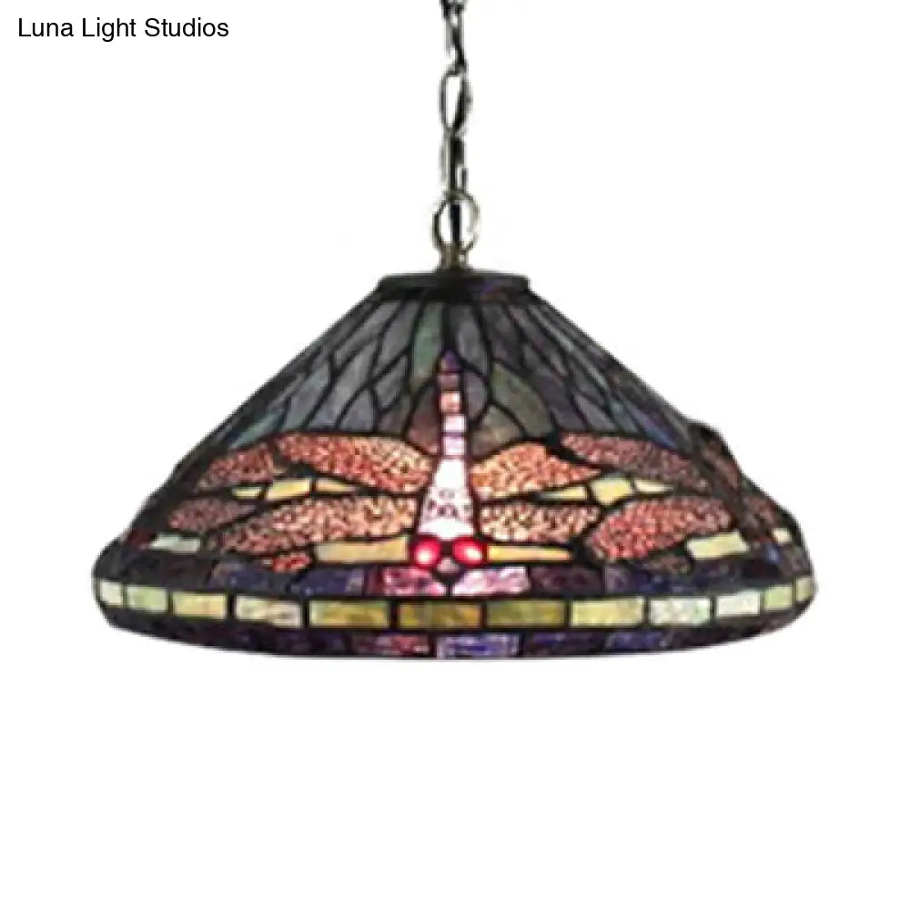 Tiffany-Style Dragonfly Hanging Lamp: Stained Glass Pendant Light Kit For Living Room