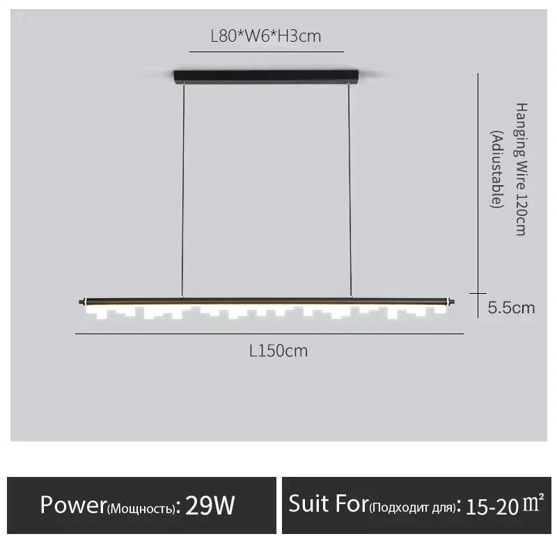 Drift - Nordic Dining room kitchen island pendent lamp Black-L150CM / warm light 3000K pendant Light