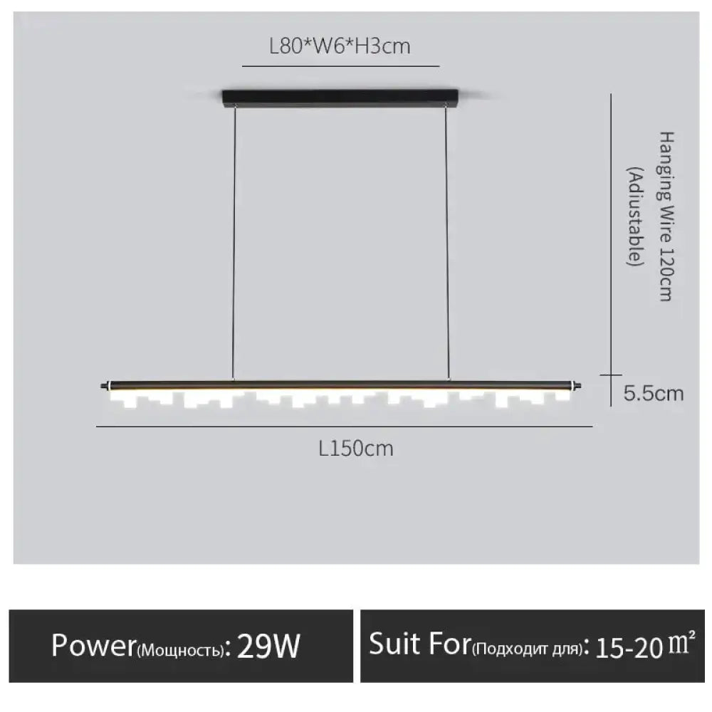 Drift - Nordic Dining room kitchen island pendent lamp Black-L150CM / warm light 3000K pendant Light
