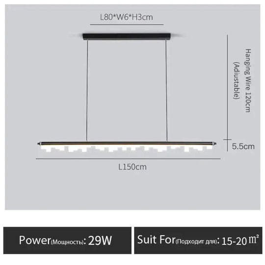 Drift - Nordic Dining room kitchen island pendent lamp Black-L150CM / warm light 3000K pendant Light