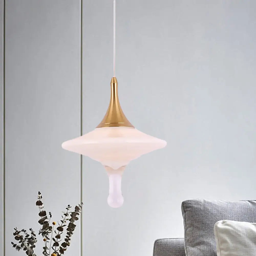 Droplet Dining Table Suspension Pendant: Cream Matte Glass Minimalist Ceiling Light In Gold
