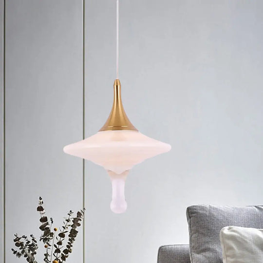 Droplet Dining Table Suspension Pendant: Cream Matte Glass Minimalist Ceiling Light In Gold