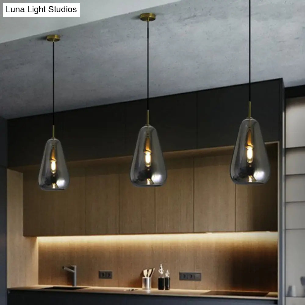 Droplet Pendant Light - Open-Kitchen Glass Simplicity Design In Brass