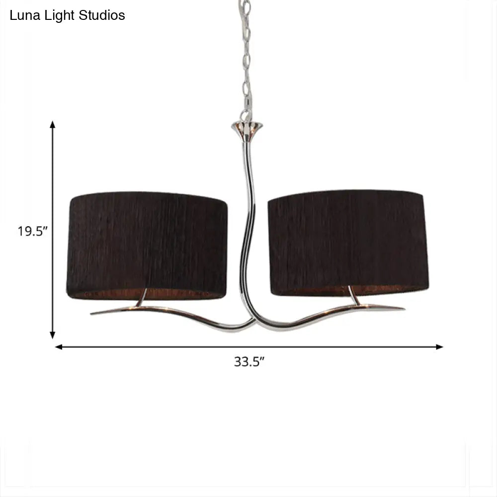 Drum Pendant Light - 4 Black/White Fabric Lights For Dining Room Island