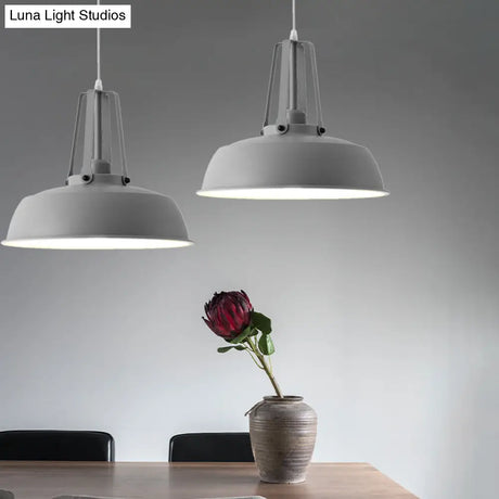 Drum Pendant Light Kit - Minimalist Metal 1 Light - Available in 14’’/18’’ Diameter - Black/White/Grey Hanging Lamp