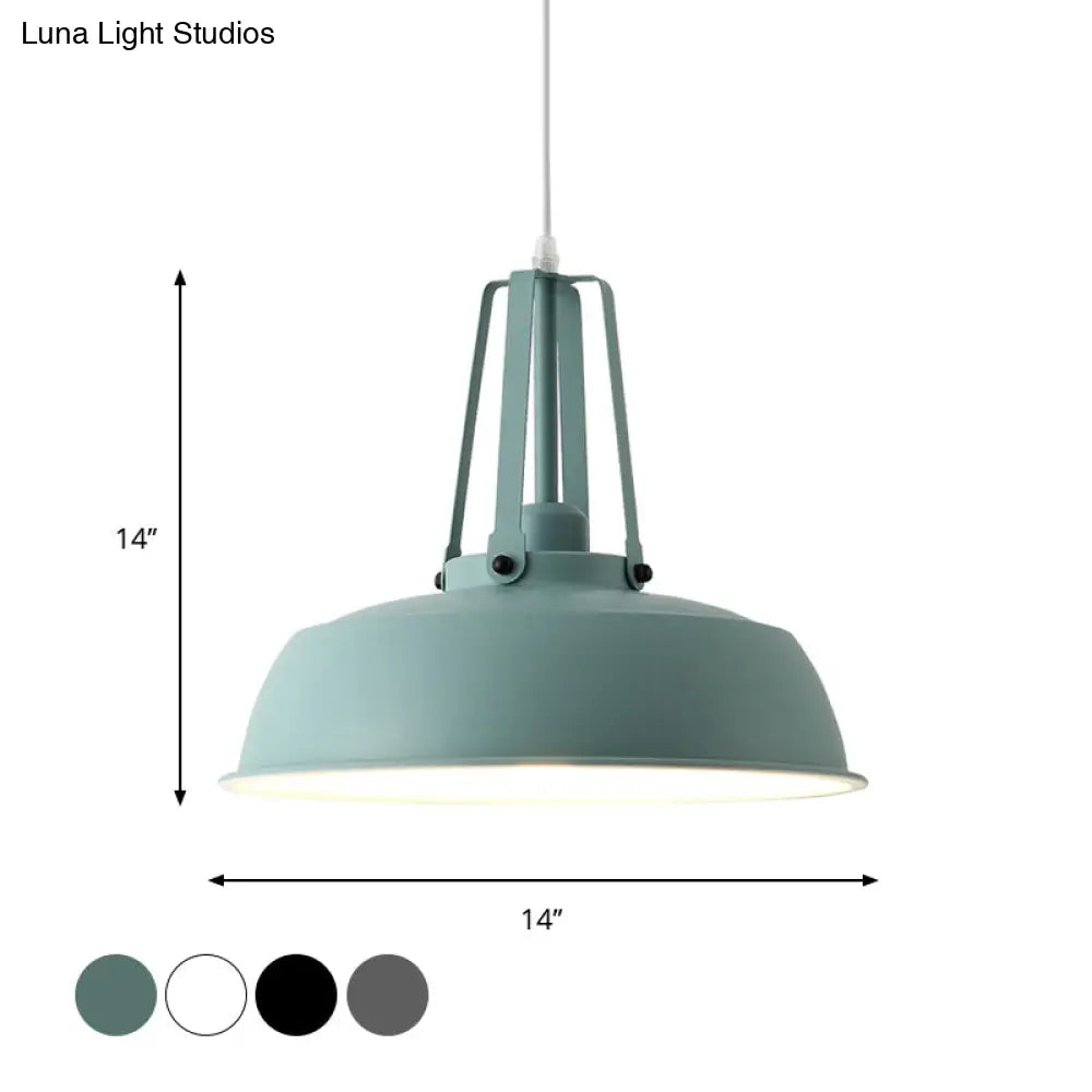 Drum Pendant Light Kit - Minimalist Metal 1 Light - Available in 14’’/18’’ Diameter - Black/White/Grey Hanging Lamp