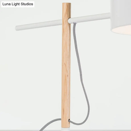 Drum Shade Desk Lamp - Contemporary Steel 1 Light Red/White Reading For Study Room