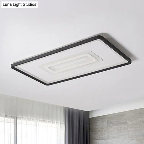 Dual Rectangle Flush Nordic Style Black Metal Light - 35.5’/43’ Width Warm/White Stepless