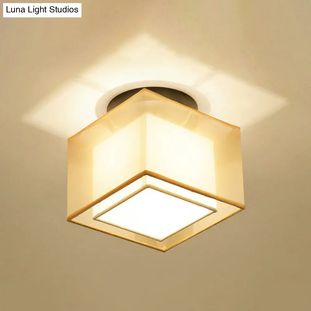 Dual-Shaded Corridor Ceiling Light - Modern Semi Flush Mount Fabric Lighting Bronze / Square Plate