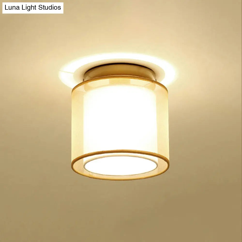 Dual - Shaded Corridor Ceiling Light - Modern Semi Flush Mount Fabric Lighting Bronze / Round