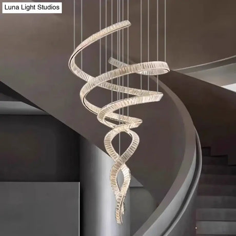 Elara Modern Crystal Stair Chandelier with LED Remote/Touch Control chandelier