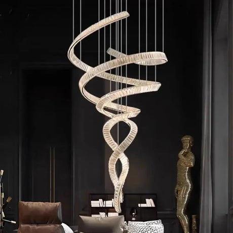 Elara Modern Crystal Stair Chandelier with LED Remote/Touch Control chandelier