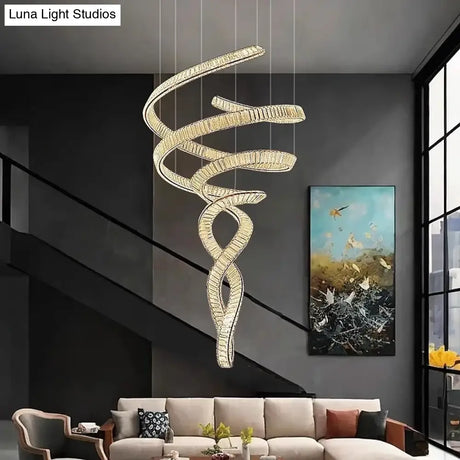 Elara Modern Crystal Stair Chandelier with LED Remote/Touch Control chandelier