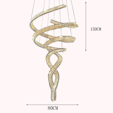 Elara Modern Crystal Stair Chandelier with LED Remote/Touch Control Gold 80cm / Warm White chandelier