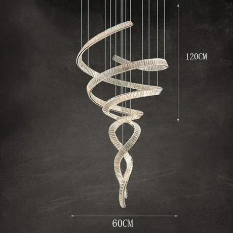 Elara Modern Crystal Stair Chandelier with LED Remote/Touch Control Silver 60cm / APP with RC Dimmable chandelier