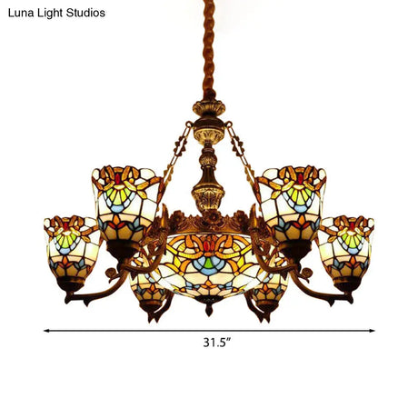 Elegant Baroque Style Dining Room Chandeliers With Art Glass Shade And Curved/Straight Arm