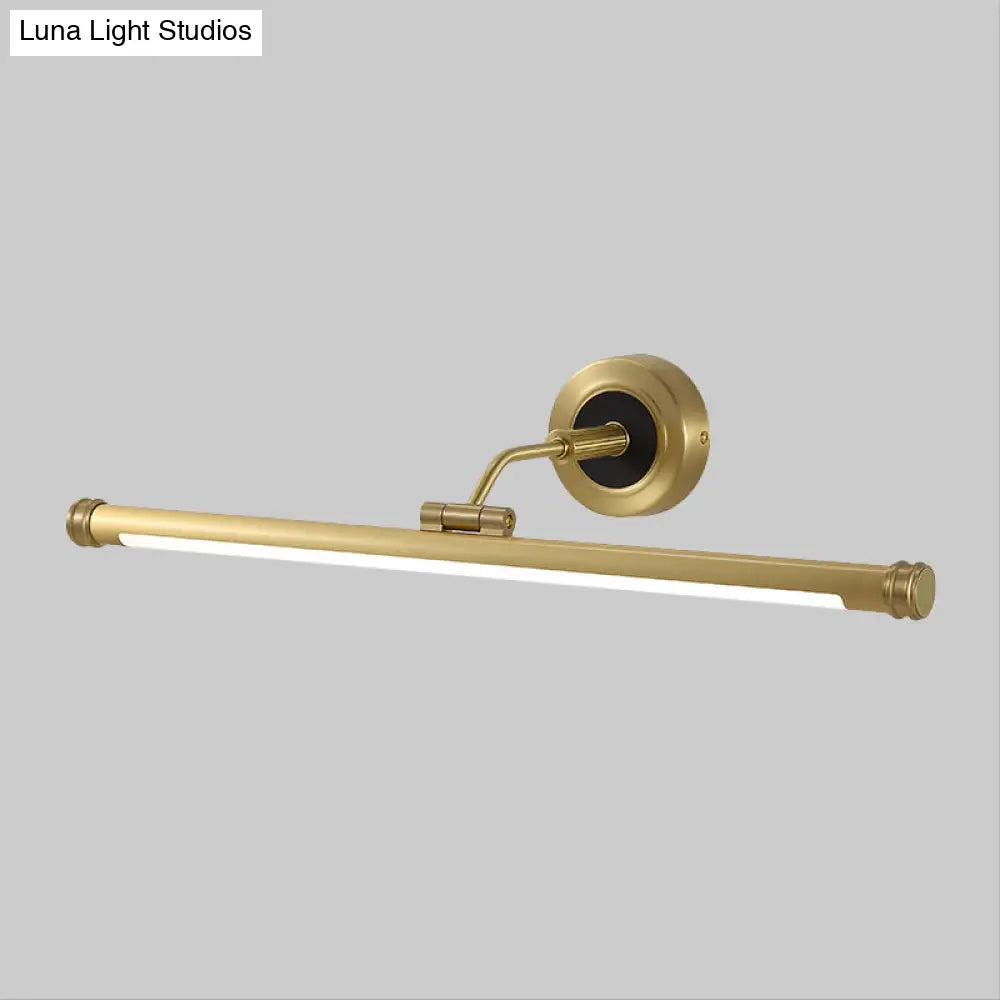 Elegant Brass Led Sconce Light With Swing Arm For Vanity - Minimalist Design