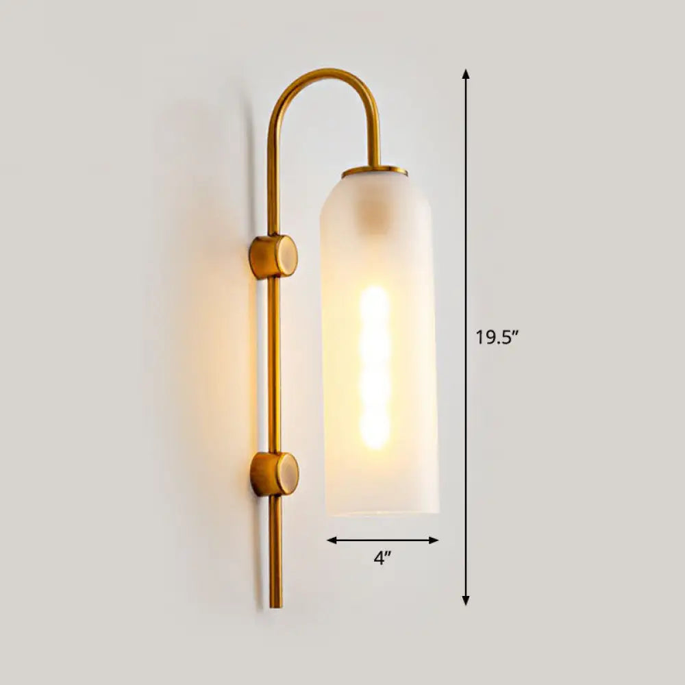 Elegant Glass Wall Sconce - Modern Gooseneck Arm 1-Light Corridor Lamp White