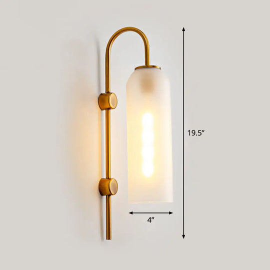 Elegant Glass Wall Sconce - Modern Gooseneck Arm 1-Light Corridor Lamp White