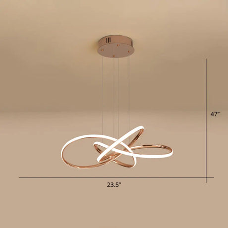 Elegant Led Hanging Pendant Lamp With Acrylic Shade - Twisting Chandelier Design Gold