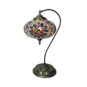 Éléonore - Stained Glass Oblong Night Light Table Lamp Single Head Curved Arm Dark Blue