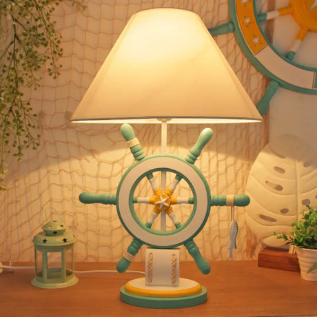 Elisa - Kids Rudder Resin Task Light Children Single Head Pink/Green Desk Lamp With Barrel White